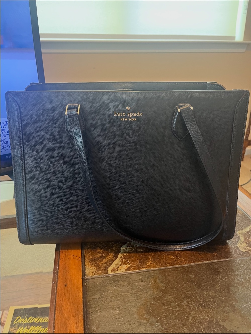 kate spade black saffiano leather tote